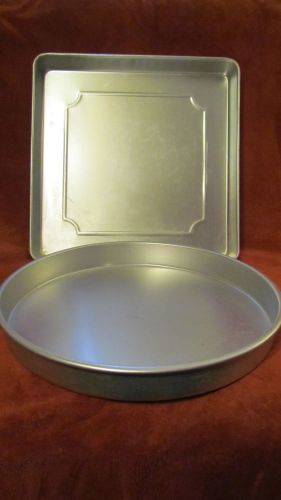 Pair of Wilton Industrial Size Hard Aluminum Cake Pans, Square and Round