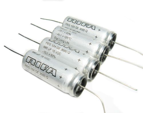 Evox Rifa PEG124  Axial Capacitors 680uf / 16v , Top Notch, 125°C, LL  x 4pcs.