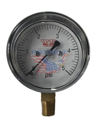 0-5 PSI Diaphragm Gas Pressure Test Gauge 2-1/2&#034; Dial X 1/4&#034; Bottom Mount