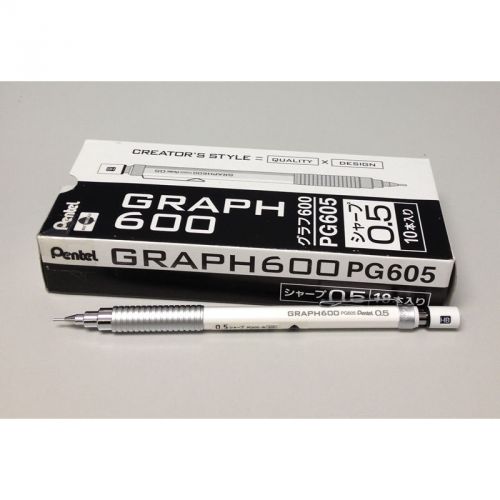 Pentel Graph600 PG605 0.5mm Mechanical Drafting PencilBulk Pack (10pcs) - White