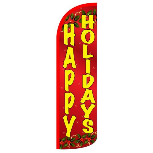 Happy holidays extra wide swooper flag jumbo sign feather banner 16ft for sale