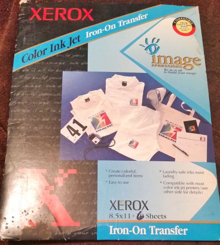 Xerox color ink jet iron-on transfer 8.5x11 6 sheets for sale