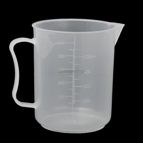 500ml Transparent Plastic Graduated Beaker Lab Test Measure Tool with Handle