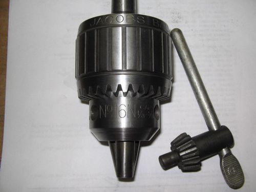 Jacobs # 16N SUPER Drill Chuck/Key, MT2 Arbor, JT3 Mount, 1/8&#034;-5/8&#034; Cap