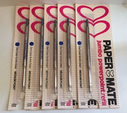 Vintage Paper Mate Jumbo Powerpoint Refill Blue Medium Point Sealed Lot of 5