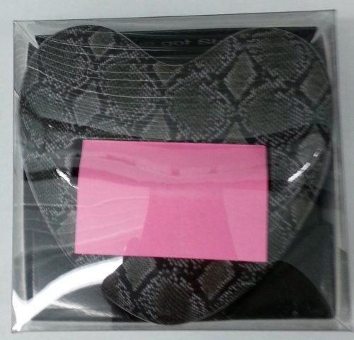 Post-it Gray/Black Snake Skin Patterned Heart Pop-up Note Dispenser - 3&#034; x 3&#034; -