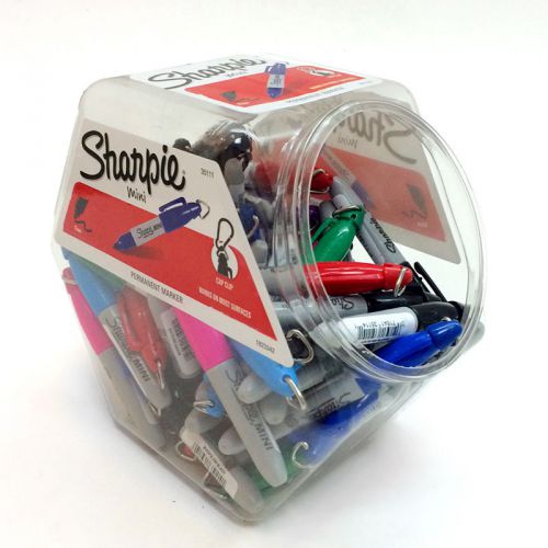 Sharpie fine point mini permanent markers. assorted colors canister w/ 72 for sale