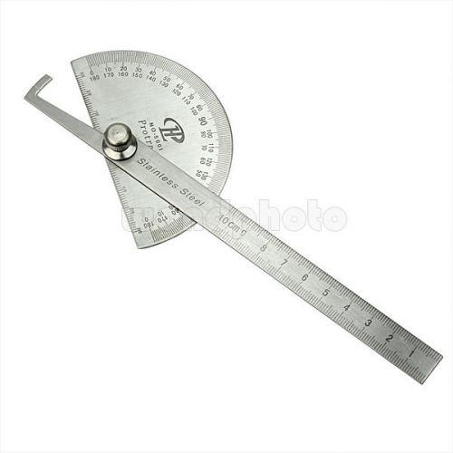 Student Stainless Steel Round Head Rotary Protractor Angle Ruler Measuring Tool