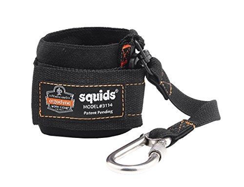 Ergodyne Squids 3114 Pull-On Wrist Lanyard with Carabiner, Black