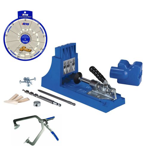 Kreg jig k4 pocket hole system, khc-1420 automaxx face clamp, screw selector for sale