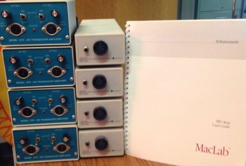 3 ADInstruments MacLab Bio Amps &amp; 4 CB Sciences ETH-200 Transducer Amplifiers