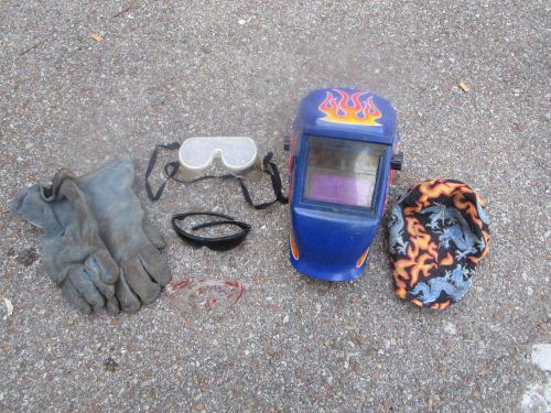 Welding Helmet 3 protective glasses gloves and hat worn under helmet Beginner