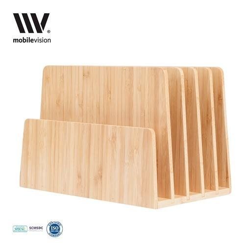 MobileVision Bamboo Desktop File Folder Organizer and Paper Tray, 5 Slots