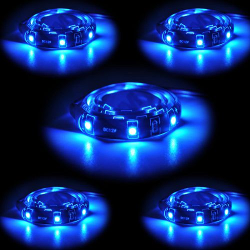 PCB Black 30CM 3528 SMD Blue 18LED Flexible Light strip Car Lamp IP65 DC12V 5PCS