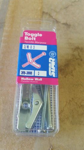 NEW Full Case 3/16x3 Toggle Bolt 100 packs of 3 each