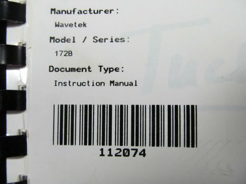 WAVETEK 172B Programmable Signal Source Instruction Manual w schematics
