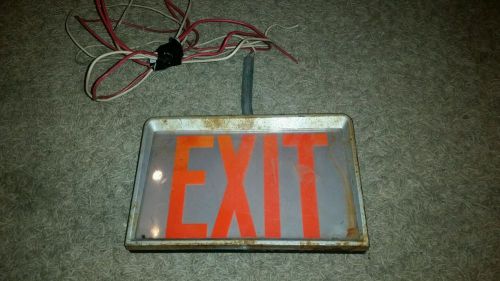 Vintage Metal and Glass Lighted Exit Sign