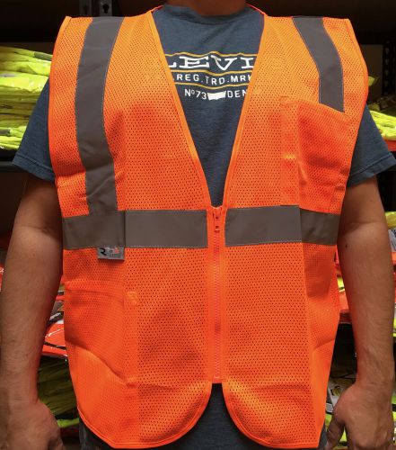 Radians 2 Pockets Orange Mesh High Visibility Safety Vest, ANSI/ ISEA 107-2015