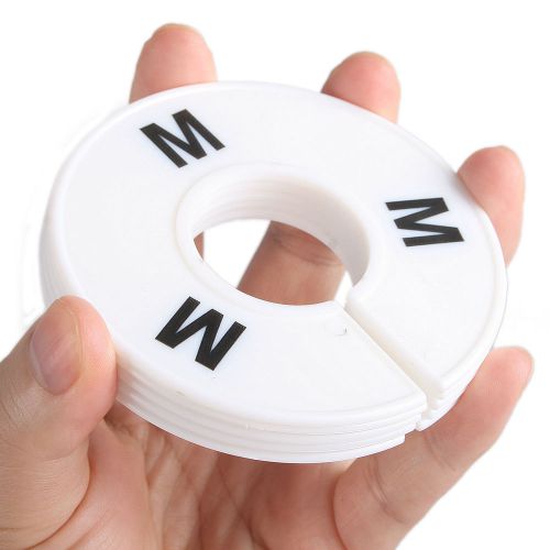 5PCS Round WHITE SIZE RING Clothes Closet Hanger Rack Size Dividers &#034;M&#034;