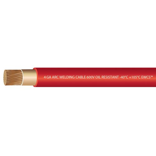 4 Gauge Premium Extra Flexible Welding Cable 600 Volt - EWCS Brand - RED - 10 F