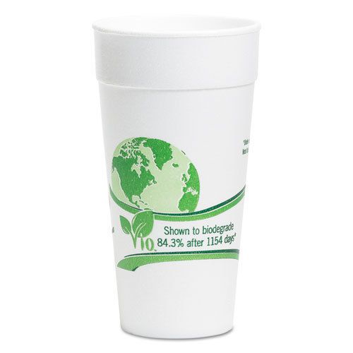 &#034;Vio Biodegradable Cups, Foam, 20 Oz, White/green, 500/carton&#034;