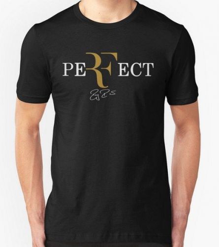 New RF Logo Roger Federer Men&#039;s Black Tees Tshirt Clothing