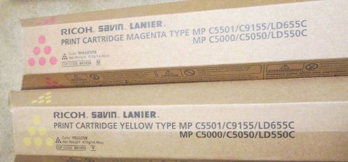 Genuine OEM Ricoh MP C5501 C5000 Toner Color Lot Set 841453 841454 CY