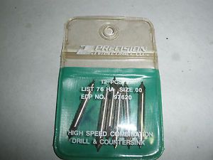 Precision #00 plain type HSS comb. center drill 60 degree countersink USA made