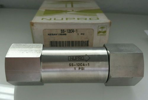 Nupro Swagelok New Poppet Check Valve 3/4&#034; in FNPT SS-12C4-1