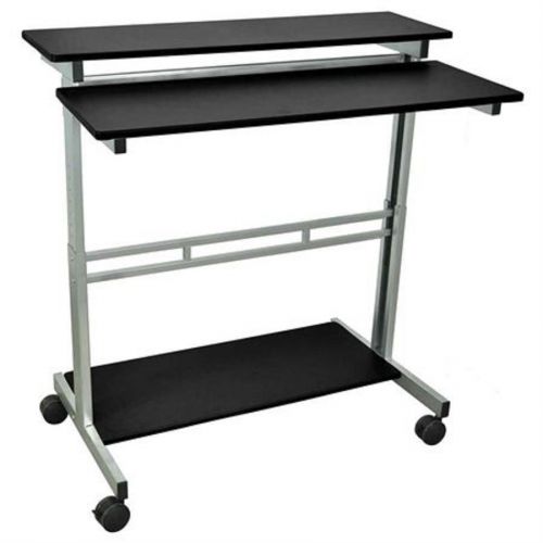 Luxor 40&#034;W x 23.6&#034;D Mobile Stand-Up Computer Desk Presentation Cart, Black