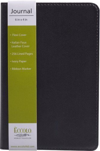 Eccolo World Traveler Simply Black Lined Journal, 8 x 10-Inch