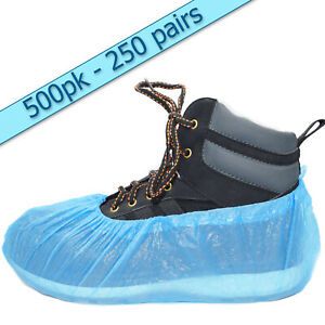 500 Value Blue Disposable Overshoes Shoe Covers (250 Pairs) Embossed