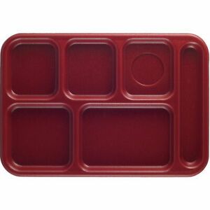 CAMBRO 6-COMPARTMENT POLYPROPYLENE LUNCH TRAY, 24PK CRANBERRY PS1014-416