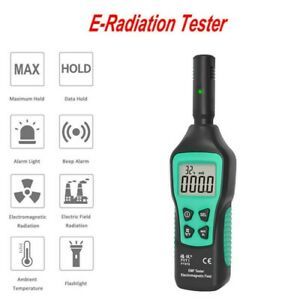 EMF Meter Radiation Detector Dosimeter With Warning Light Clear LCD Display