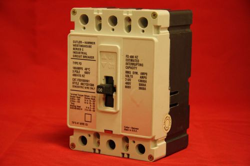 Cutler hammer westinghouse fd3100h01 100a circuit breaker 3 pole 100 amp fd 400v for sale