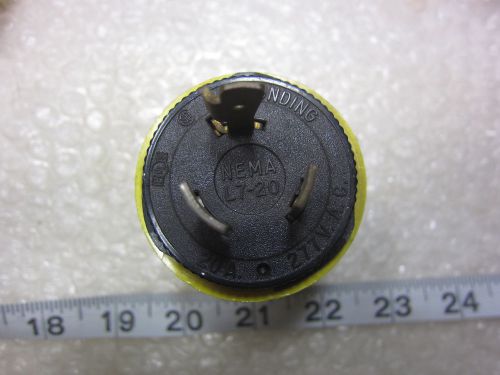 Sylvania 20A 277V Hubbell 2331 Style Locking Plug L7-20P, Used