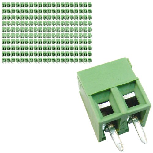 200 pcs 3.81mm Pitch 150V 9A 2P Poles PCB Screw Terminal Block Connector Green