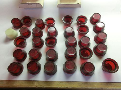 LOT OF 32 ALLEN BRADLEY   ACRYLIC PILOT LIGHT LENSES  800T-N26R RED  (USED)