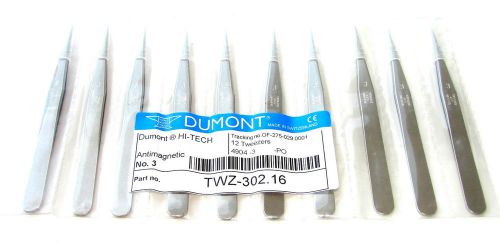 Original Dumont High Tech Tweezers Stainless Anti Magnetic No: 3 Set of 10 pcs