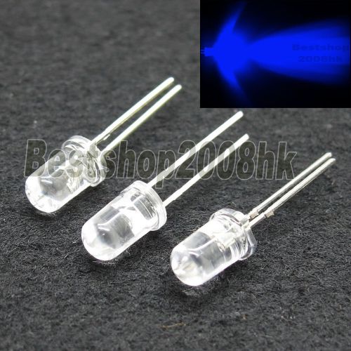 1000 pcs 2pins 5mm Round top Bright Blue LED lamp Light emitting diode 14000MCD