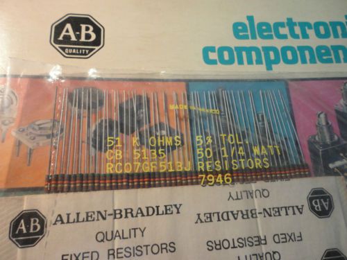 NOS 50 PCS ALLEN BRADLEY 51K-1/4W-5% RC07GF513J 1/4 watt CARBON COMP. RESISTOR