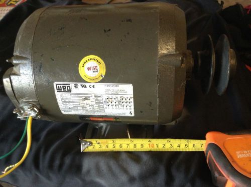 WEG ELECTRIC MOTOR 0.75HP MODEL T-6, 3PH, 1380 RPM ELECTRIC MOTOR, 21363