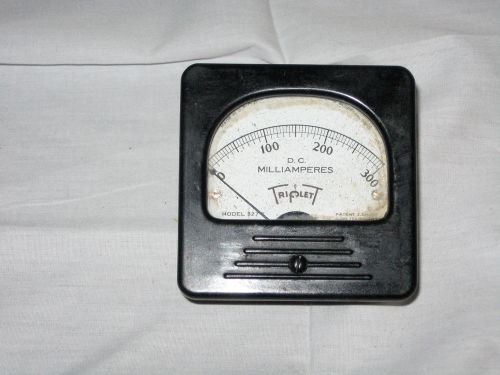 Vintage Triplett Model 327-T  DC  Milliamperes 3 inch sq.  Gauge  0-300