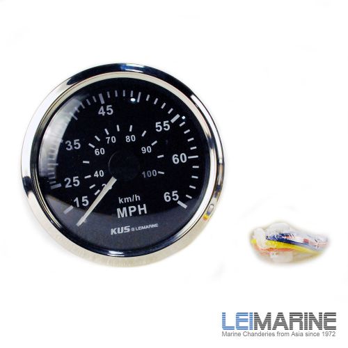 Kus stainless steel bezel speedometer gauge boat marine car 12/24v 85mm black for sale