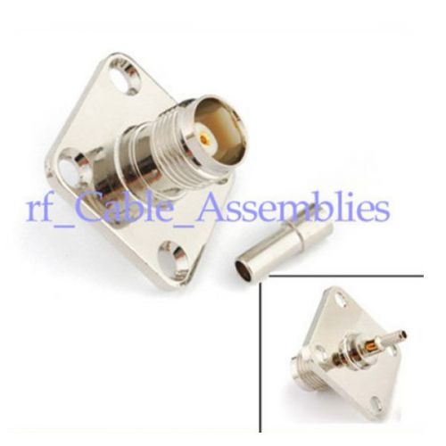 10xtnc female jack receptacle 4-hole panel mount flange crimp rg316 rg174 lmr100 for sale