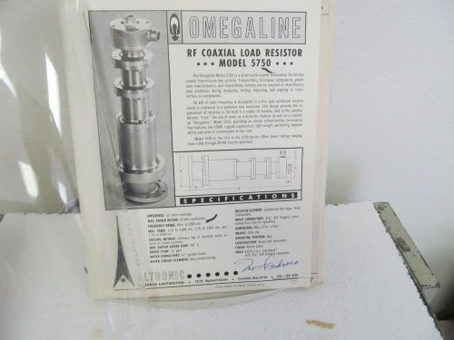 Altronics OMEGALINE 5750 RF Coaxial Load Resistor Specs &amp; Instruction Manual