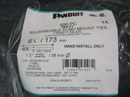 500 Panduit  PRWP1.5S-D0 Pan-Ty releasable wing push mount tie 6.8&#034;