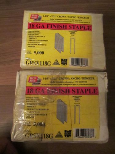 Lot of 2 boxes 18 GA Finish Crown Staples 5000/box 1-1/8&#034; x 7/32&#034; -Z4