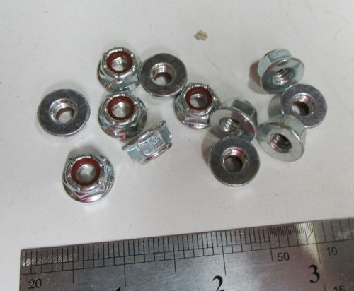 LOT 12 FLANGED LOCK NUTS NYLON, 1/4-20 COARSE THREADS, ZINC PL TO STEEL