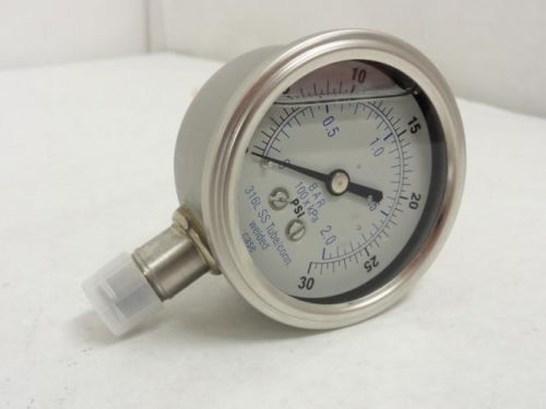 144749 New-No Box, Precision Instrument 301LFW-254C SS Pressure Gauge, 0-30PSI